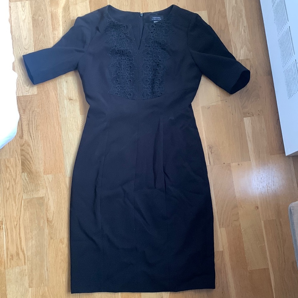 Tahari Black Short-sleeved Dress